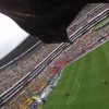 サッカースタジアムを舞う鷹が撮影！GoProカメラって凄いなぁ！