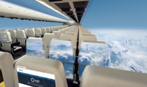 １０年後には窓のない飛行機が登場！？外の景色を有機EL技術で客室に再現！